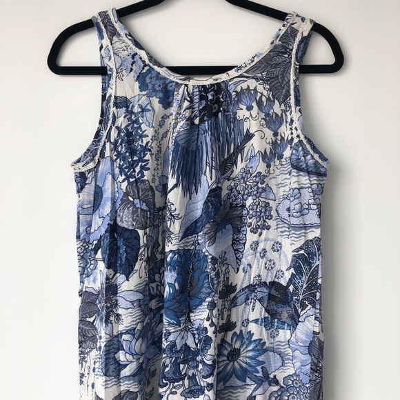 French Connection blue printed cotton tank size L - Picture 4 of 4